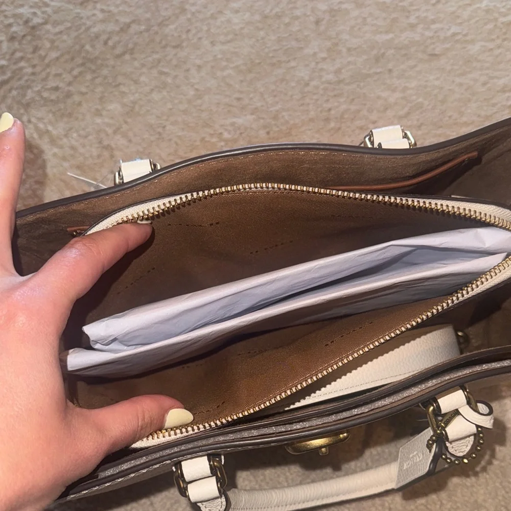Coach Cream Satchel with Gold Accents - Picture 7 of 16